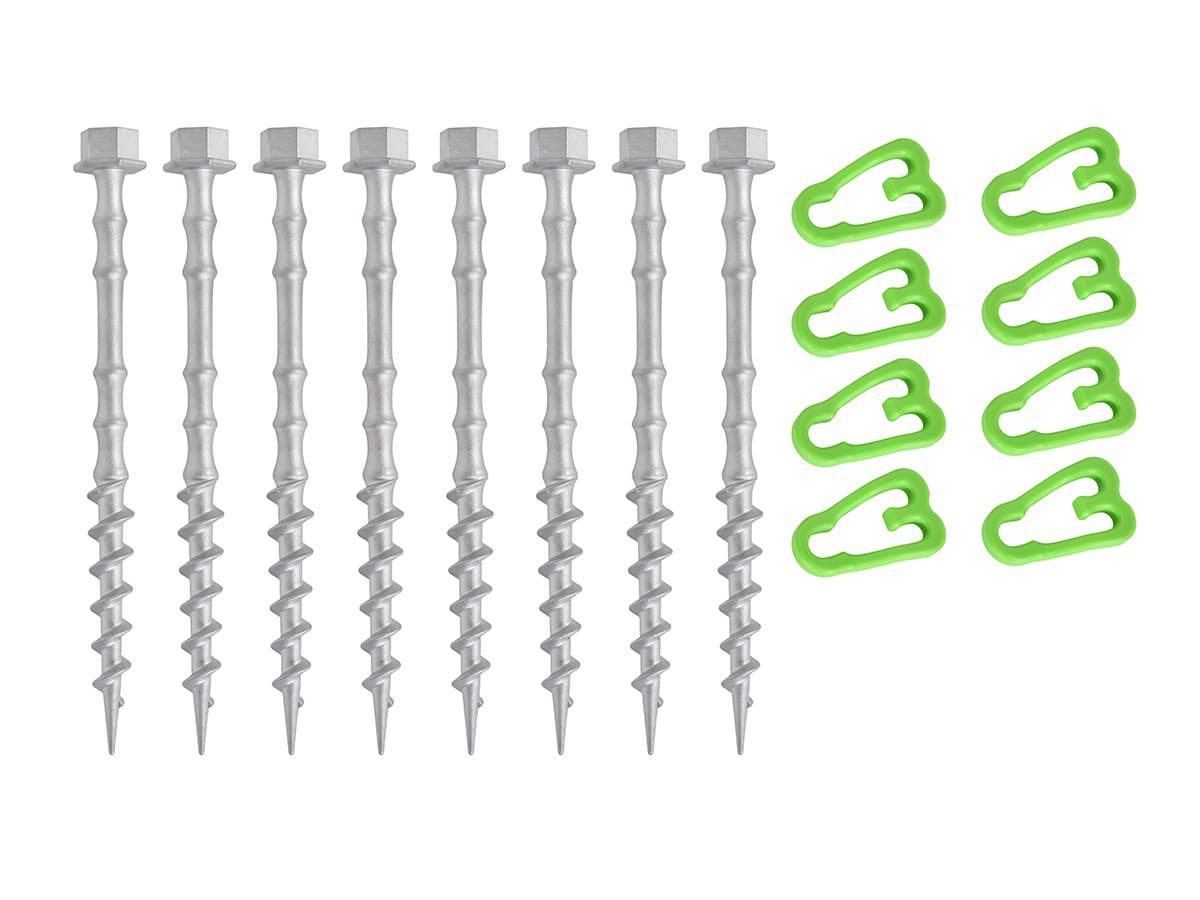 Obelink Alphagrip Aluminium-Schraubheringe mit Heringclips 20 cm – 8er-Set