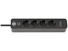 Brennenstuhl Ecolor Steckdosenleiste mit 2 USB-C Ladesteckdosen - Black