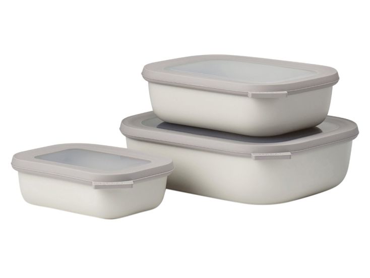 Mepal Cirqula 3-teilig Rechteckige Frischhalteboxen - Light Grey