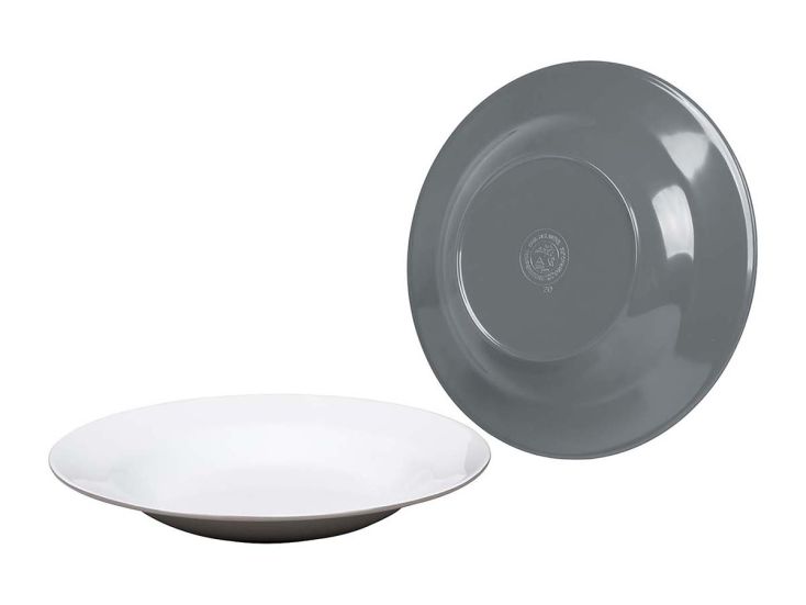 Bo-Camp Two-Tone Set von 4 Melamin tiefer Teller - Grey