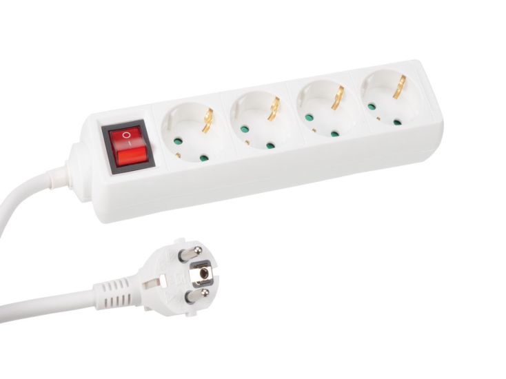 Perel EB4S-3-G 4-voudige stekkerdoos met schakelaar - 3 meter