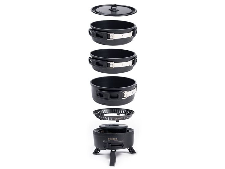 Skandika Rask Hybrid Gas/Strom Campingkocher - Black