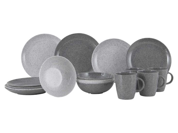 Gimex Solid Line Granite 16-teiliges Geschirrset - Grey