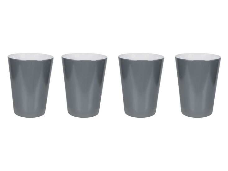 Bo-Camp Two-Tone Set von 4 Melamin-Becher - Grey