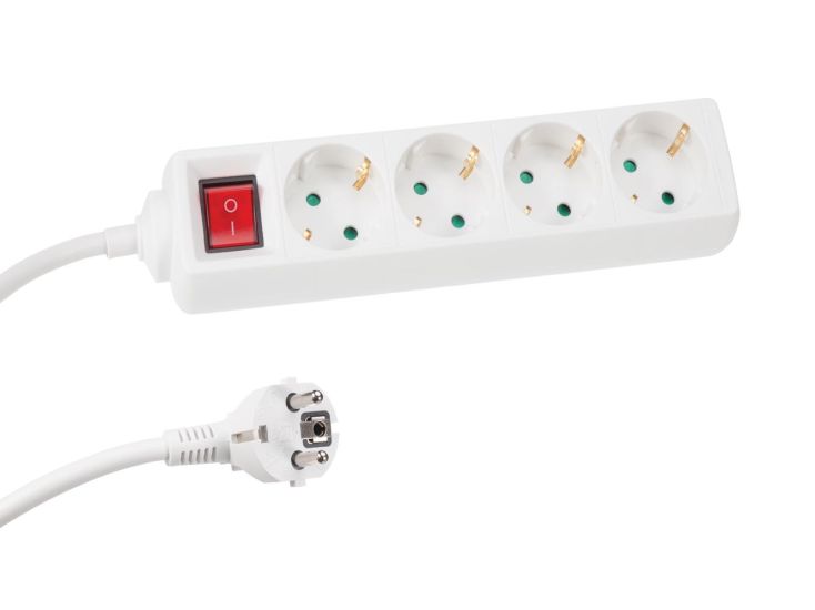 Perel EB4S-G 4-voudige stekkerdoos met schakelaar - 1,5 meter