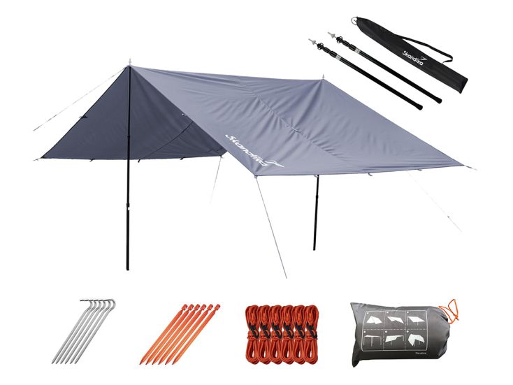 Skandika 5 x 3 meter schaduwdoek met telescopische palen
