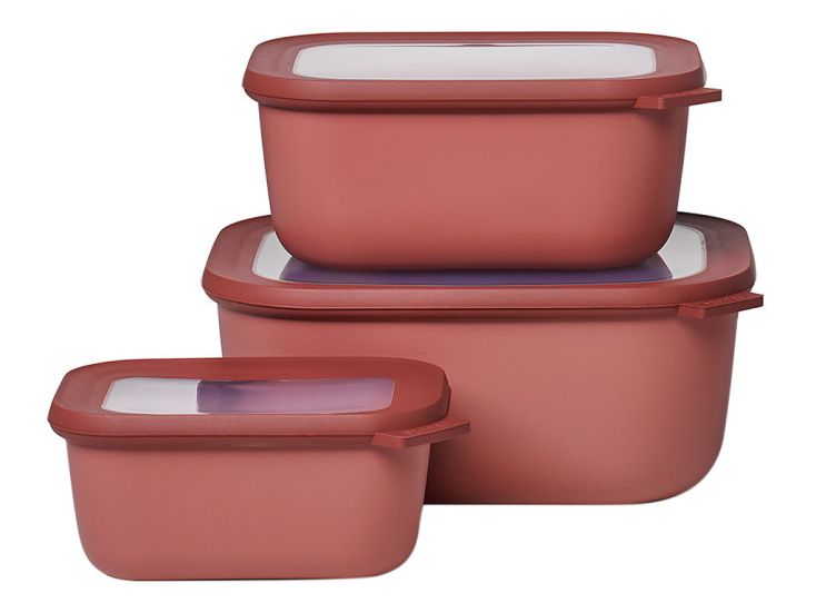 Mepal Cirqula 3-teilige rechteckige XL-Frischhalteboxen - Red