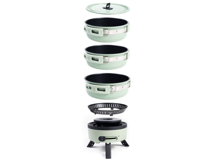 Skandika Rask Hybrid Gas/Strom Campingkocher - Green