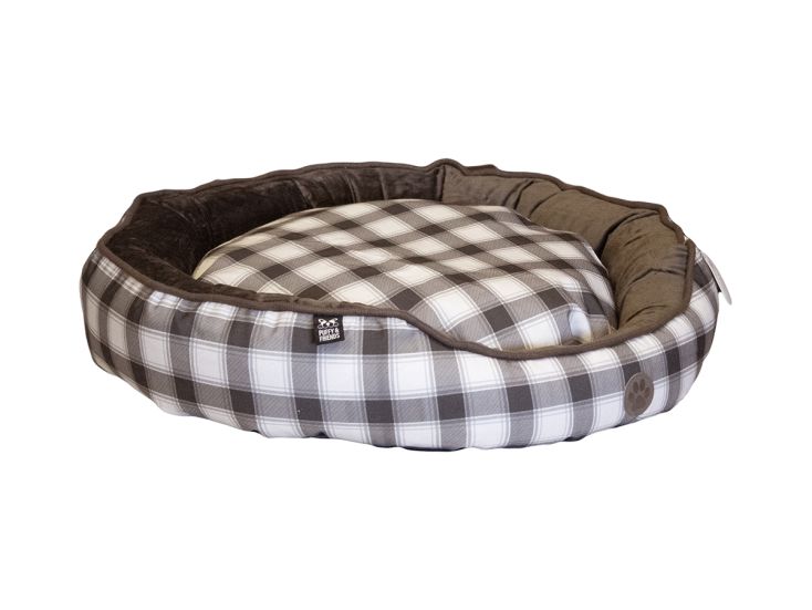 Puffy and Friends braunem Schottenmuster Runder Hundekorb - L