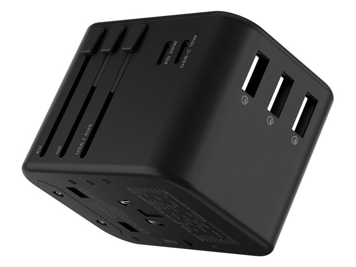 RollingSQUARE 2 USB-C und 3 USB-A Universal World Plug