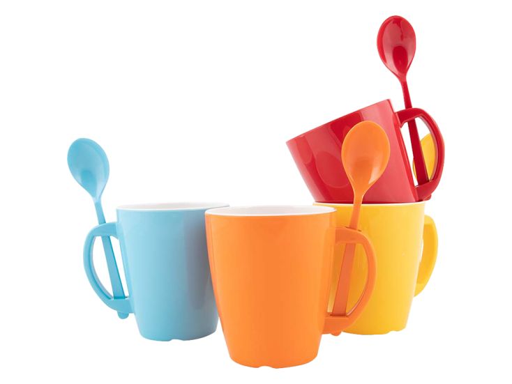 Gimex Colour Line Rainbow 4er-Set Becher mit Löffeln