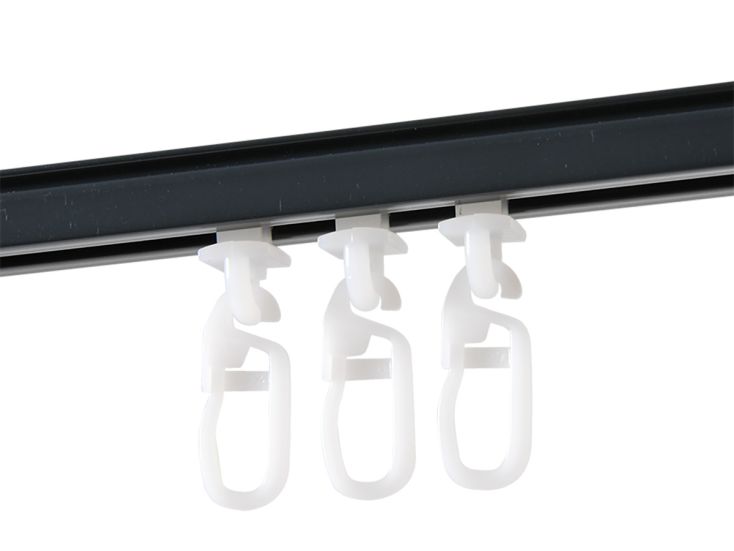 150 cm Vorhangschiene mit Gardinengleiter - Anthrazit