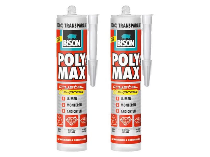 Bison 300gr transparant poly max crystal express - 2 stuks