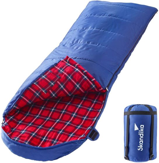 Skandika Dundee Flanell RV links blauer Schlafsack