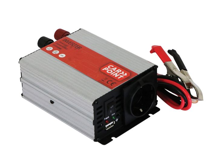 Carpoint 300 watt Inverter mit Batterieklemmen