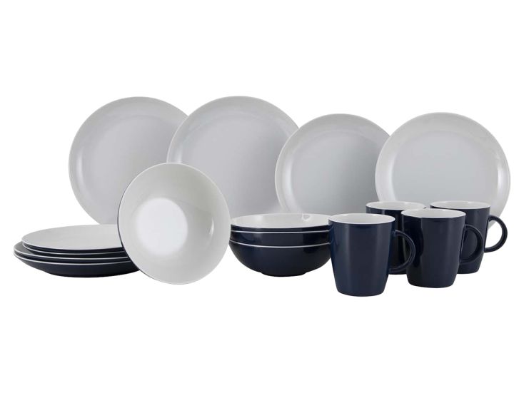 Gimex Solid Line 16-teiliges Geschirrset - Blue/White