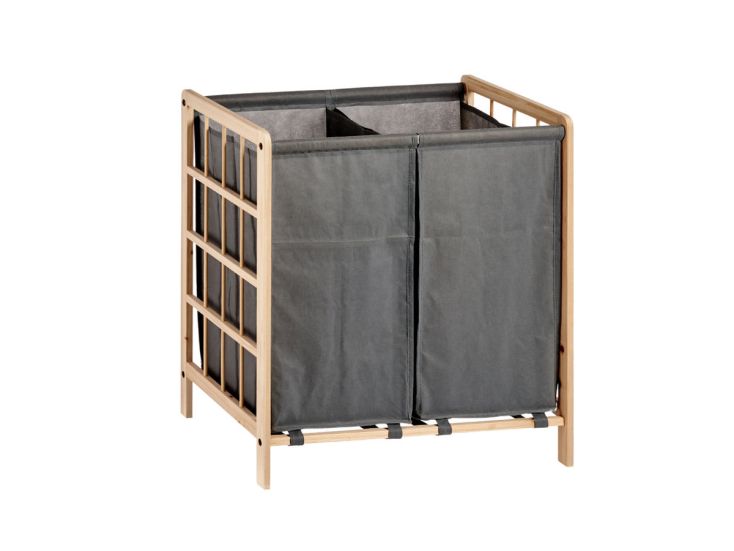 Marbeaux Wäschekorb mit 2 Fächern - Grey