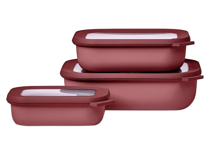 Mepal Cirqula 3-teilig Rechteckige Frischhalteboxen - Red