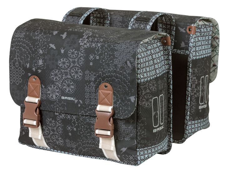 Basil Bohème doppelte Fahrradtasche - Charcoal