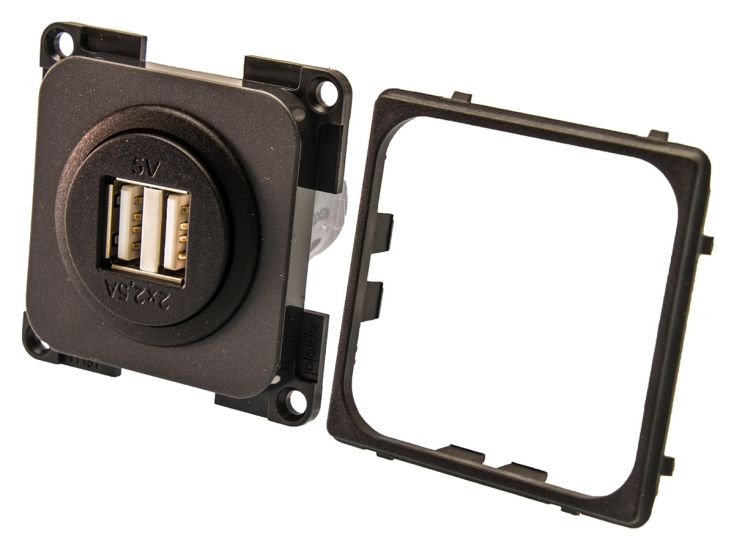BBA doppelte graue USB Einbausteckdose