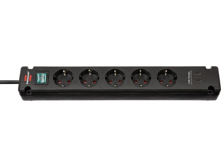 Brennenstuhl Bremounta Steckdosenleiste mit 2 USB-C Ladesteckdosen - Black