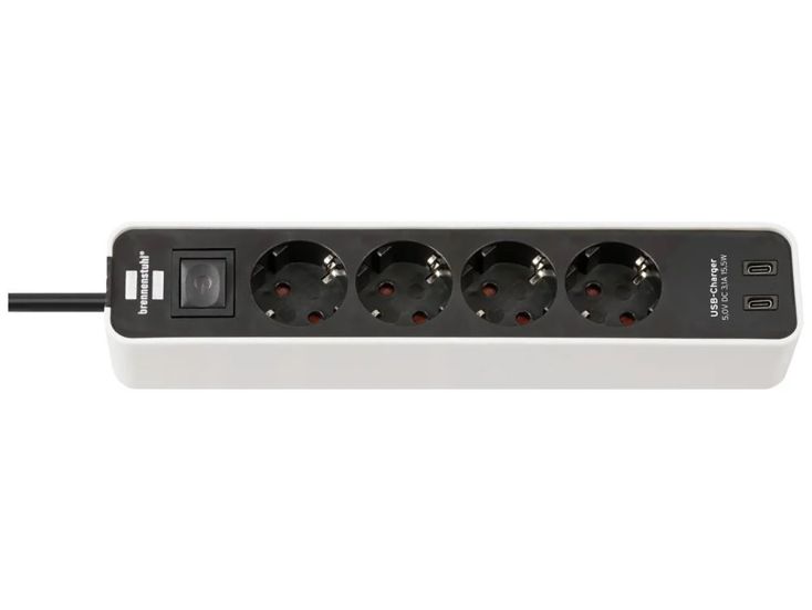 Brennenstuhl Ecolor Steckdosenleiste mit 2 USB-C Ladesteckdosen - White