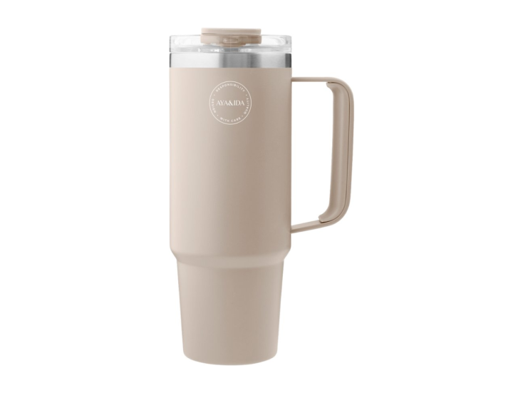 AYA&IDA 885 ml Thermobecher mit Strohhalm - Cream