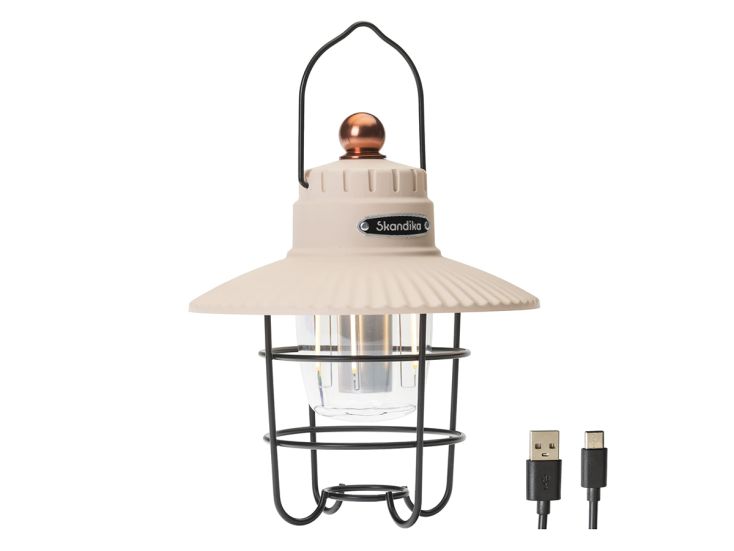 Skandika Soroya Retro-LED-Campinglampe mit Powerbank - Beige