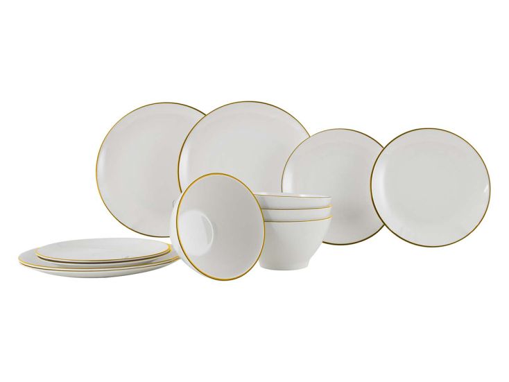 Gimex Linea Line 12-teiliges Geschirrset - Gold