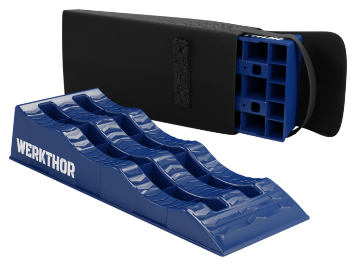 Werkthor 4000 kg Wohnmobil Auffahrkeile mit Tasche - Blue