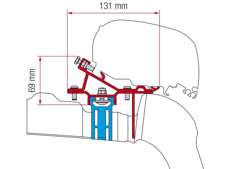 Fiamma F80/F65 Adapter Crafter Roof Rail >2017