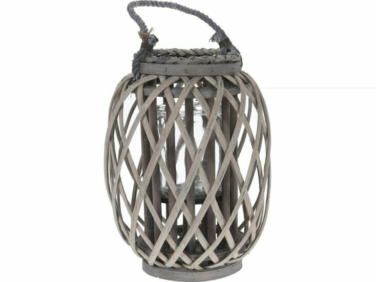 H & S Decoration Ø 23 x 30 cm Weidenlaterne - Grey