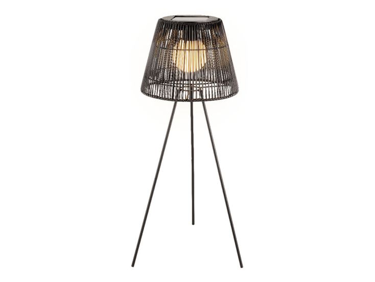 Lumineo Black Rattan Solar-Stehleuchte