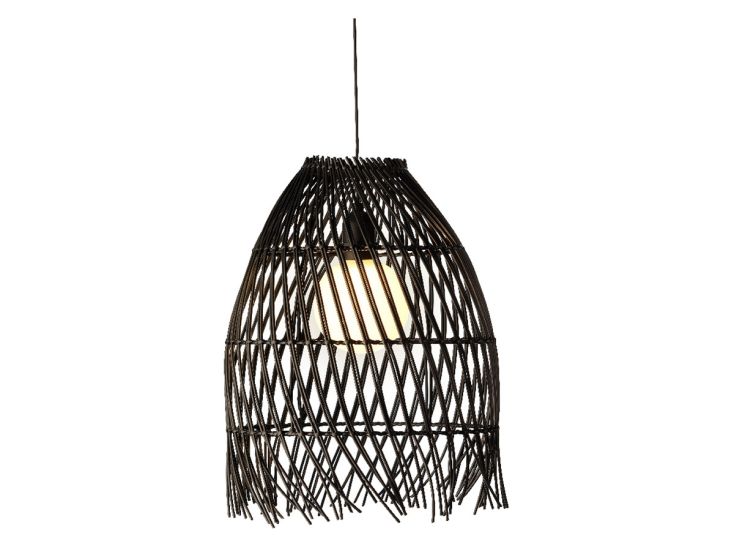 Lumineo Black Rattan Steady Solar-Hängeleuchte