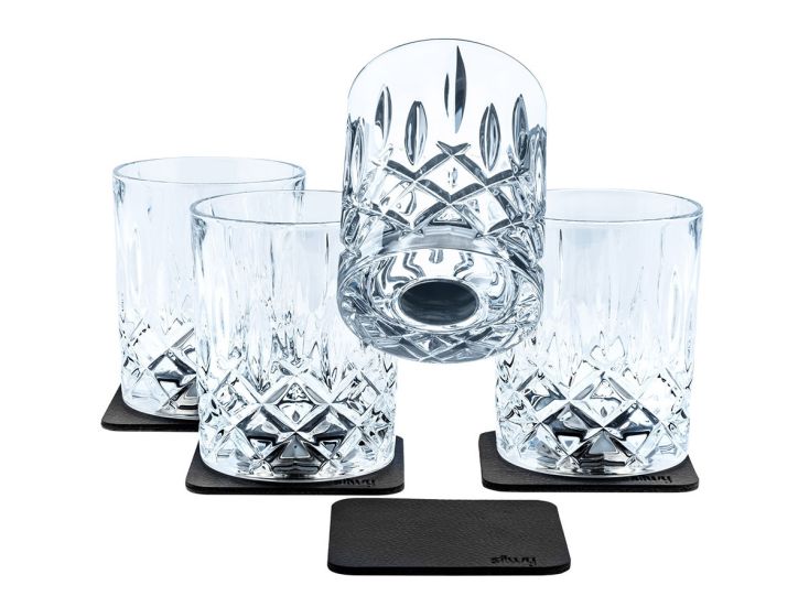 Silwy 4er-Set magnetische Whiskey Kristallgläser