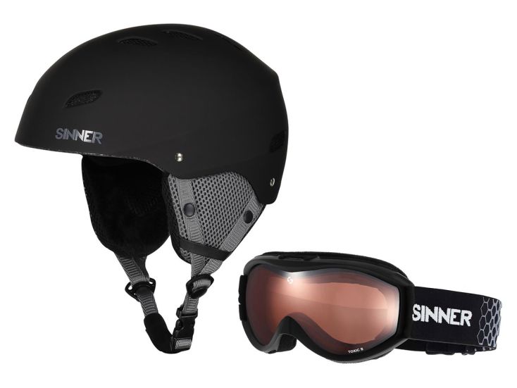 Sinner Combi-Pack Black Bingham Skihelm und Toxic Skibrille