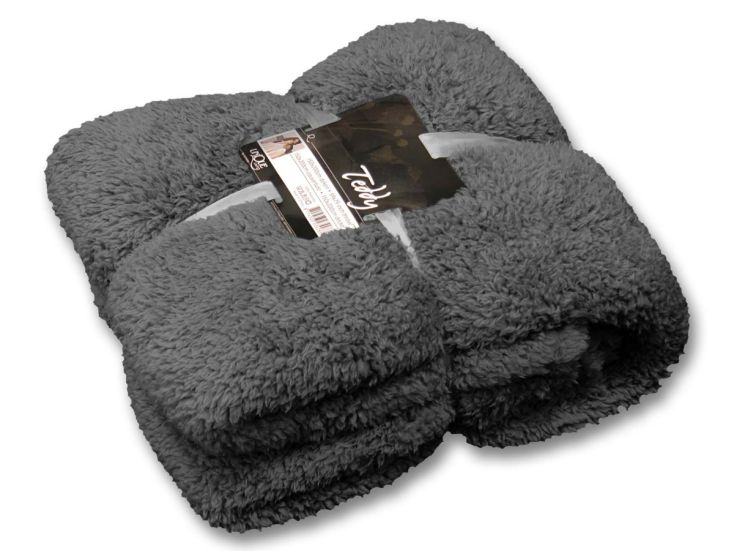 Unique Living Teddy Decke - Dark Grey